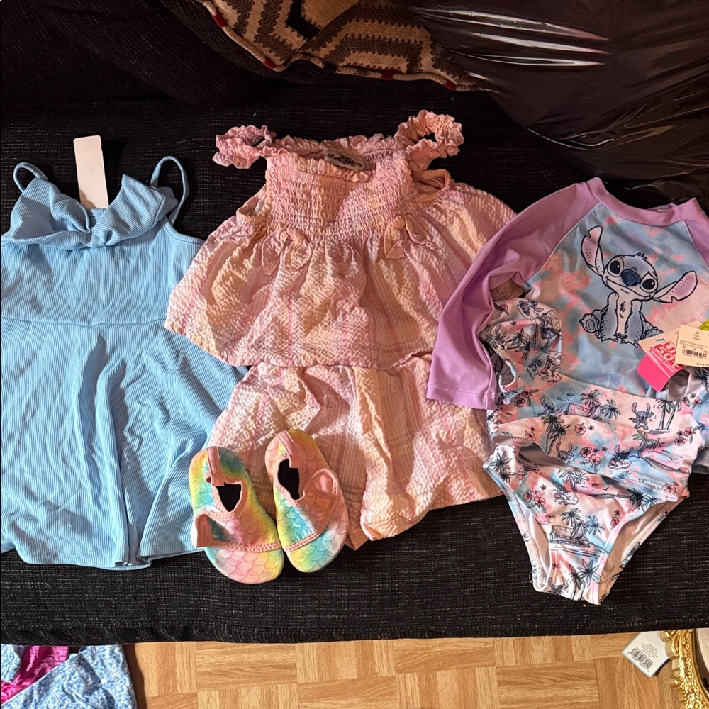 Kids' Clothing Set with Blue Dress and Pink Outfit